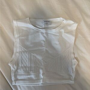 Babaton White Ribbed Sleeveless Crop Top